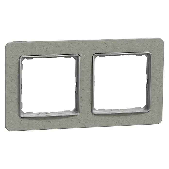 Schneider Electric Sedna Design & Elements Marco - Gris piedra, Modelo de mecanismos: x 2, Plástico, Instalar - Marco doble de hormigón gris con dos aberturas para insertos de interruptor, ideal para interiores modernos.