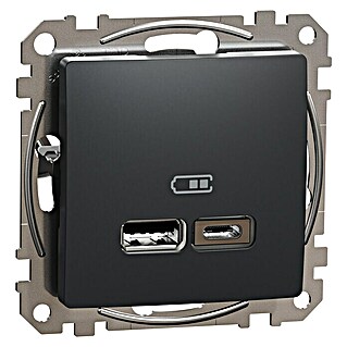 Schneider Electric Sedna Design & Elements Toma USB Tipo A y C (Antracita, 2 conexiones, Plástico, En pared)
