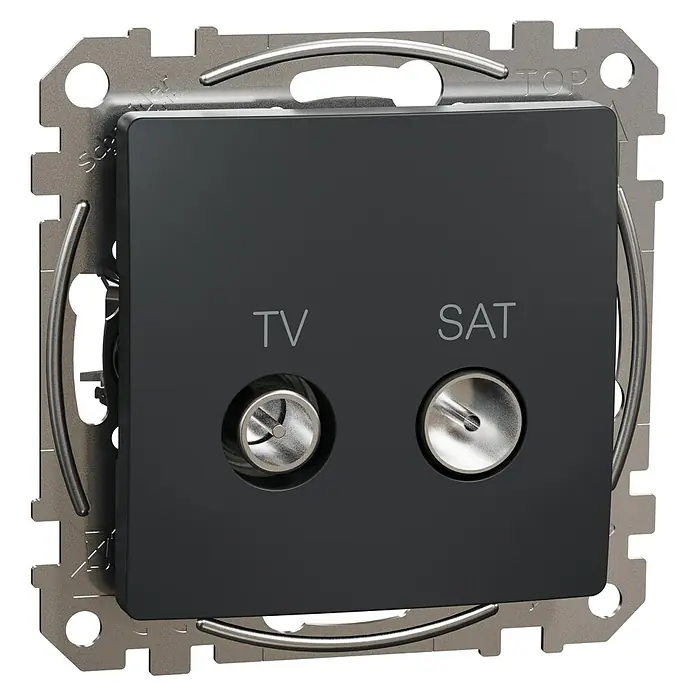 Schneider Electric Sedna Design & Elements Pieza insertada para caja de antena 4dB Final - Antracita - Toma de antena de TV y SAT de diseño moderno para uso en interiores. Fácil instalación para una recepción óptima de las señales de TV y satélite.