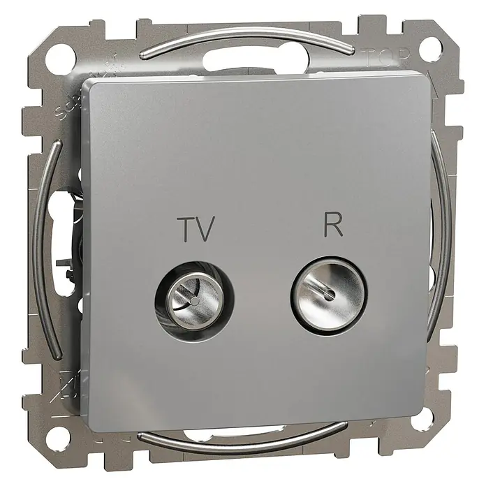 Schneider Electric Sedna Design & Elements Toma TV R 4dB Final - Aluminio, Instalar - Toma de antena de TV y radio de superficie en color plata. Ideal para conectar dispositivos de TV y radio en tu hogar. Construcción robusta.