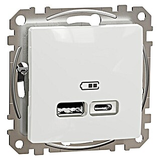 Schneider Electric Sedna Design & Elements Toma USB Tipo A y C (Blanco, 2 conexiones, Plástico, En pared)