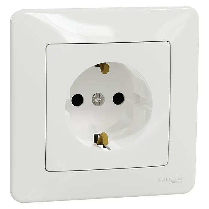 Schneider Electric Sedna Design & Elements Enchufe Monoblock - Blanco, Plástico, Montaje en superficie - Enchufe blanco Schneider Electric con tornillo y contacto de seguridad para una alimentación segura en el hogar.
