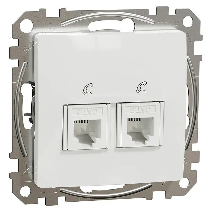 Schneider Electric Sedna Design & Elements Toma de teléfono - Blanco, Instalar, 2 ud. - Doble toma de teléfono de pared con puertos CAT.3 para conexiones telefónicas confiables en casa o en la oficina.