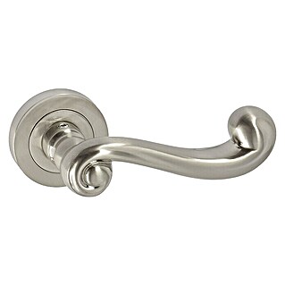Deurkruk rond rozet Boucle (Vernikkeld, Mat, Zilver)