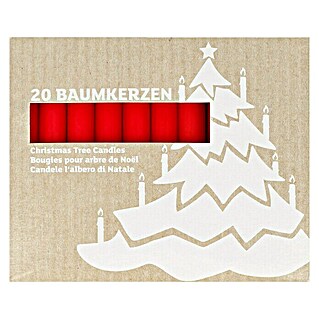 Baumkerzen-Set (20 Stk., Ø x H: 1,3 x 10,5 cm, Rubin, Geeignet für: Christbäume)