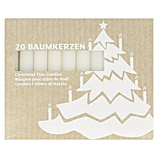 Baumkerzen-Set (20 Stk., Ø x H: 1,3 x 10,5 cm, Wollweiß, Geeignet für: Christbäume)