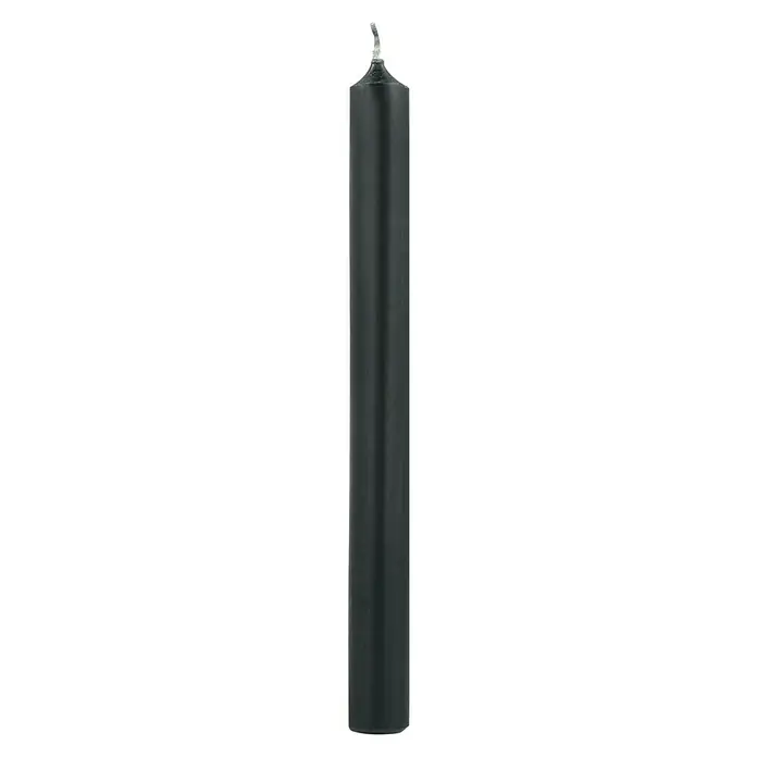 Stabkerzen-Set Rustic - 4 Stk., Ø x H: 2,2 mm x 25 cm, Schwarz - Eine lange, schlanke, schwarze Kerze mit einem leicht durchscheinenden, zylindrischen Docht, der oben herausragt.