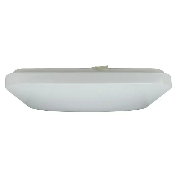 E2 elektro LED-Wand- & Deckenleuchte White Q - 24 W, L x B x H: 33 x 33 x 6,2 cm, Weiß, Weiß, Warmweiß - Nahaufnahme einer weißen Deckenleuchte, die ein schlichtes und funktionales Design für die Beleuchtung im Innenbereich bietet.
