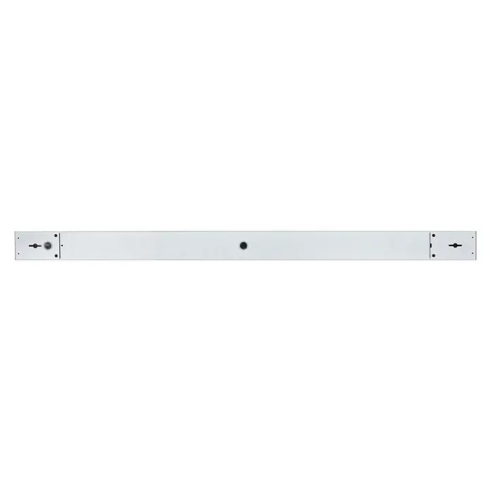 E2 elektro Lichtkanal Linearo - 220 V - 240 V, 50 W, Kaltweiß, L x B x H: 150 x 7,5 x 5,6 cm - Hier ist eine weiße, rechteckige Möbelplatte mit schwarzen Befestigungselementen. Ideal für DIY-Projekte oder Möbelreparaturen!
