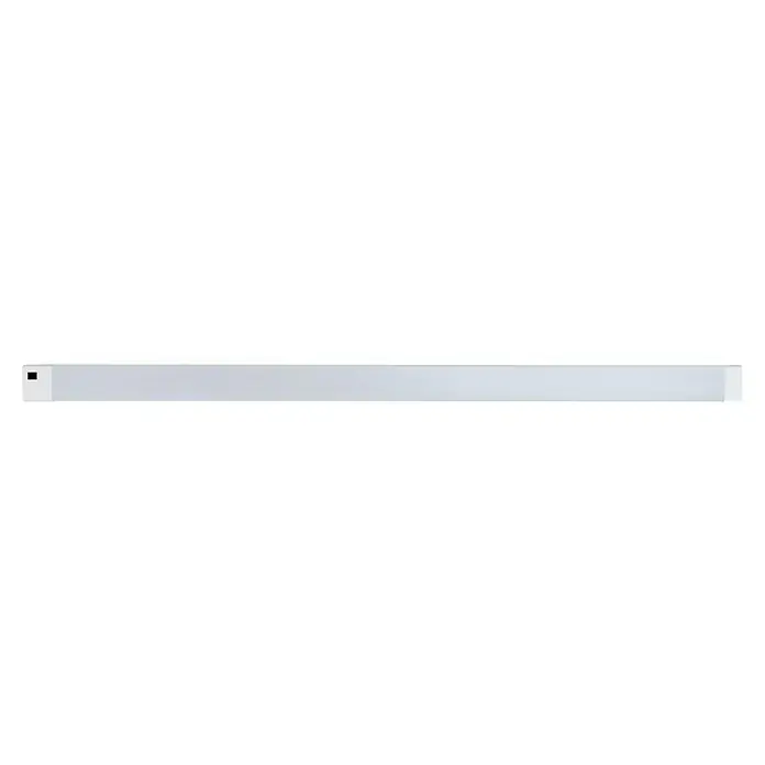 E2 elektro LED-Lichtleiste Plan - L x B x H: 60 x 3,2 x 1,4 cm, Lichtfarbe: Warmweiß, 10 W, 220 V - 240 V - Nahaufnahme eines weißen, rechteckigen Objekts, möglicherweise eine Leuchte oder ein elektronisches Gerät mit einem dunklen Detail an der Seite.