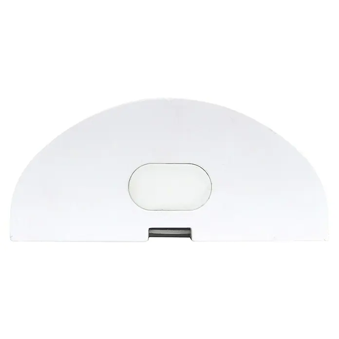 E2 elektro LED-Lichtleiste Systeme - 18 W, L x B x H: 60 x 7,7 x 3,5 cm, Warmweiß - Nahaufnahme einer weißen halbmondförmigen Lichtabdeckung mit einer Aussparung für die Montage.