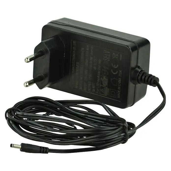E2 elektro Netzadapter - Passend für: Lichtleisten der Serien Plan und Link, 36 W - Schwarzes Netzteil mit Kabel und europäischem Stecker. Kompaktes Design für LED Module mit Ausgangsleistung von 12.0V.