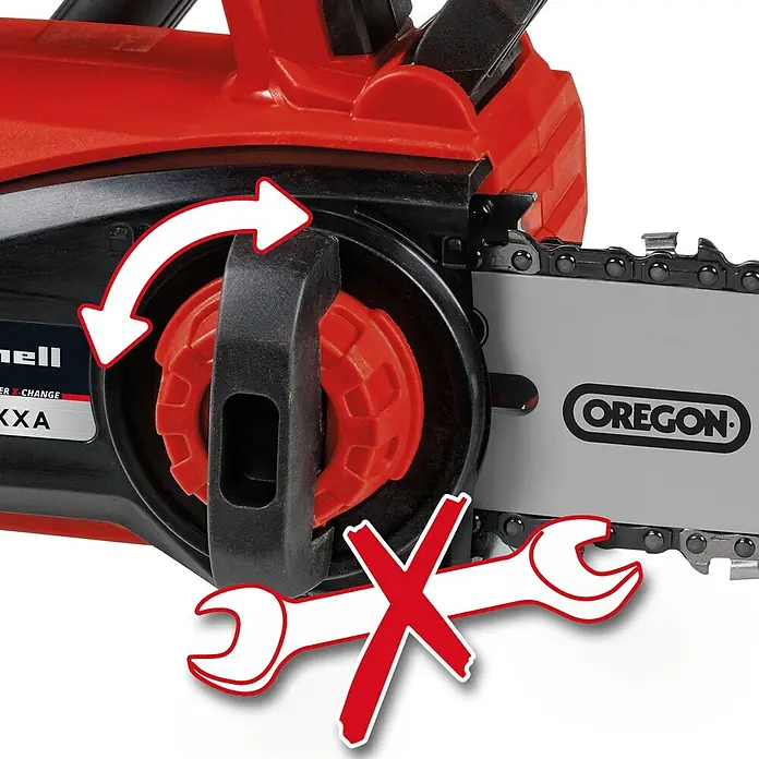 Einhell Motosierra de batería Fortexxa 18/20 TH - 18 V, 3 Ah, Iones de litio, 1 batería, Longitud de la cuchilla: 20 cm - Motosierra con tensor de cadena sin herramientas y espada Oregon para un corte eficiente y fácil.