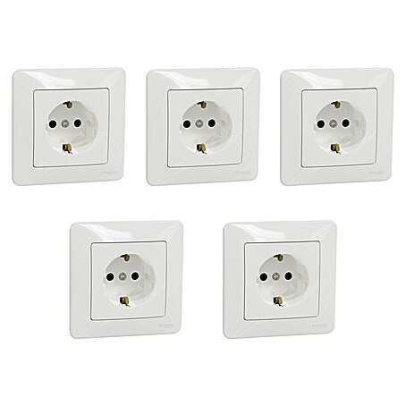 Schneider Electric Sedna Design & Elements Enchufe Pack x 5 (Blanco, Plástico, Montaje en superficie)