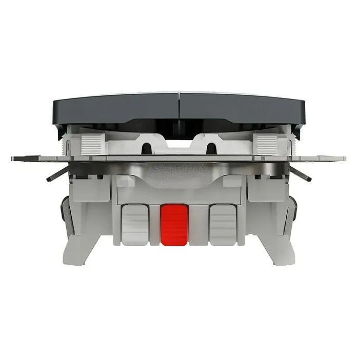 Schneider Electric Sedna Design & Elements Conmutador doble - Antracita, Colocar, Plástico, 10 A - Primer plano de un enchufe Busch-balance SI con inserto rojo, que muestra su innovadora construcción y diseño.