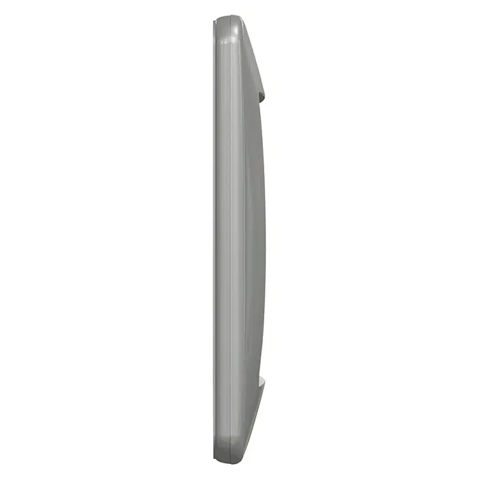 Schneider Electric Sedna Design & Elements Marco - Aluminio, Modelo de mecanismos: x 2, Plástico, Empotrar - Vista lateral de un elegante buzón gris. El buzón tiene un diseño moderno y está diseñado para uso en exteriores.