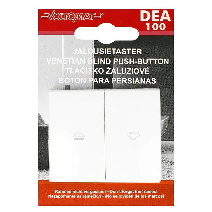 Voltomat DEA 100 Jalousietaster - Alpinweiß, Hochglänzend, Unterputzmontage, 10 A - VOLTOMAT DEA 100 Jalousietaster: Venetian Blind Push-Button für komfortable Bedienung. Rahmen nicht vergessen!