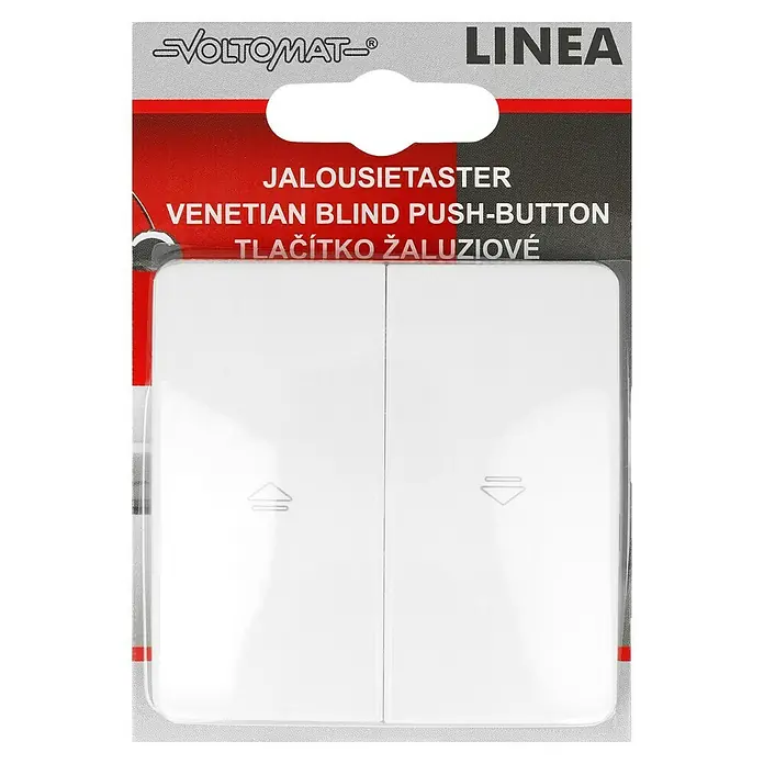Voltomat LINEA Jalousietaster - Alpinweiß, Unterputzmontage, 10 A - Abbildung eines VOLTOMAT LINEA Jalousietasters zur präzisen Steuerung von Jalousien für ein modernes Wohnambiente.