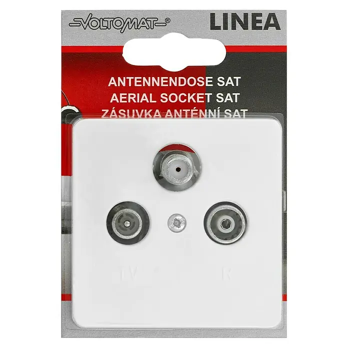 Voltomat LINEA Antennendose - 3-fach - Antennendose SAT von VOLTOMAT, eine hochwertige Lösung für den Anschluss von Satellitenempfängern. Einfache Installation und zuverlässige Signalübertragung.