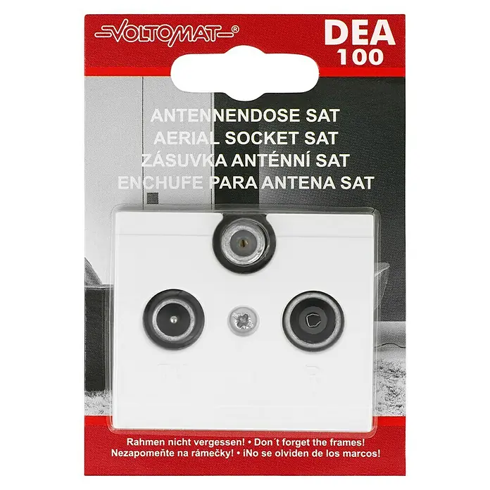 Voltomat DEA 100 Antennendose - 3-fach, Alpinweiß - Abgebildete Antennendose SAT von VOLTOMAT, eine praktische Lösung für den Empfang von Satellitensignalen im Haus.