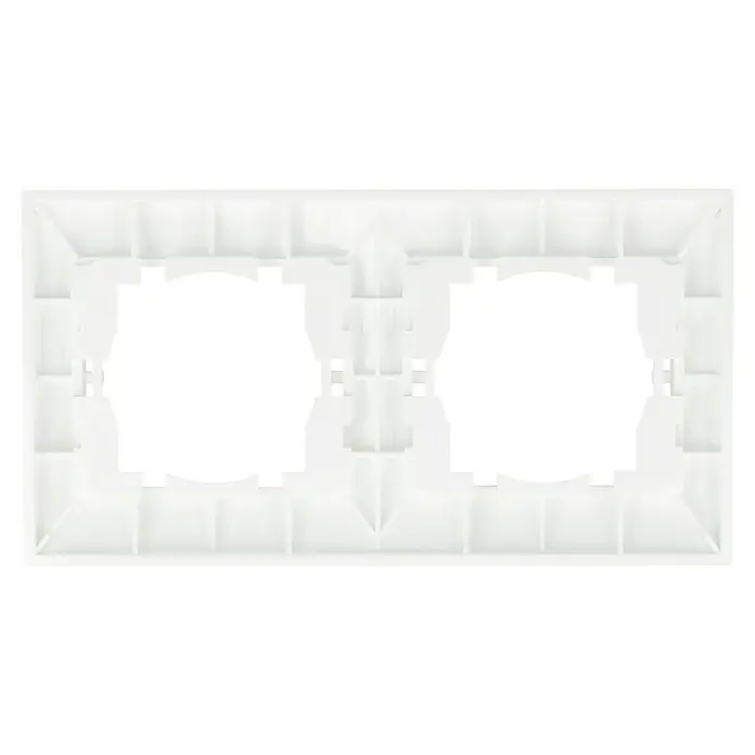 Voltomat DEA 100 Abdeckrahmen - Alpinweiß, 2-fach, Kunststoff, Horizontal - Eine weiße Doppel-Geräte-Abdeckplatte für Steckdosen und Schalter, die eine saubere und moderne Optik bietet.