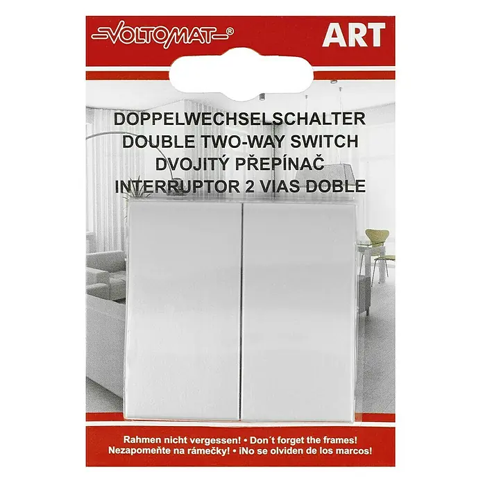 Voltomat ART Doppelwechselschalter - Silber, Kunststoff, 10 A - Ein doppelter Voltomate Wechselschalter für eine einfache und praktische Lichtsteuerung in Ihrem Zuhause oder Büro.