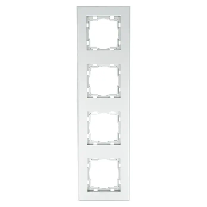 Voltomat ART Abdeckrahmen - Silber, 4-fach, Kunststoff - Weiße 4-fach Rahmenabdeckung für Lichtschalter. Diese Abdeckung bietet eine saubere und moderne Optik für jede Wand.