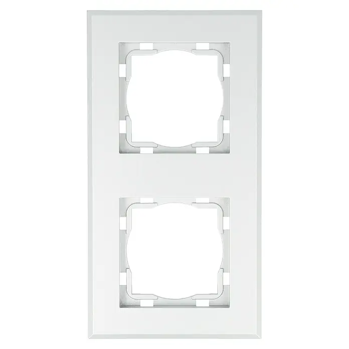 Voltomat ART Abdeckrahmen - Silber, 2-fach, Kunststoff - Weiße Doppelsteckdosenabdeckung mit zwei Aussparungen für den Einbau von Steckdosen oder Schaltern. Moderne Optik für jeden Raum.