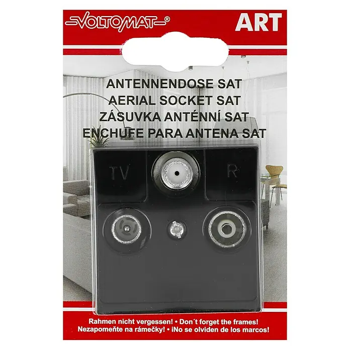 Voltomat ART Antennendose - 3-fach, Schwarz - Antennendose SAT: Eine hochwertige Antennendose für Satellitenanschlüsse, ideal für den Empfang von TV- und Radiosignalen in Ihrem Zuhause.