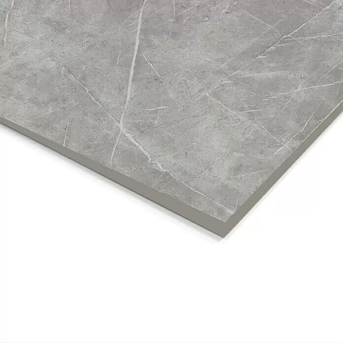 Atlas Concorde Solution Marble Vison Feinsteinzeugfliese Grigio Chiaro - 60 x 60 cm, Grau, Glänzend - Detailaufnahme