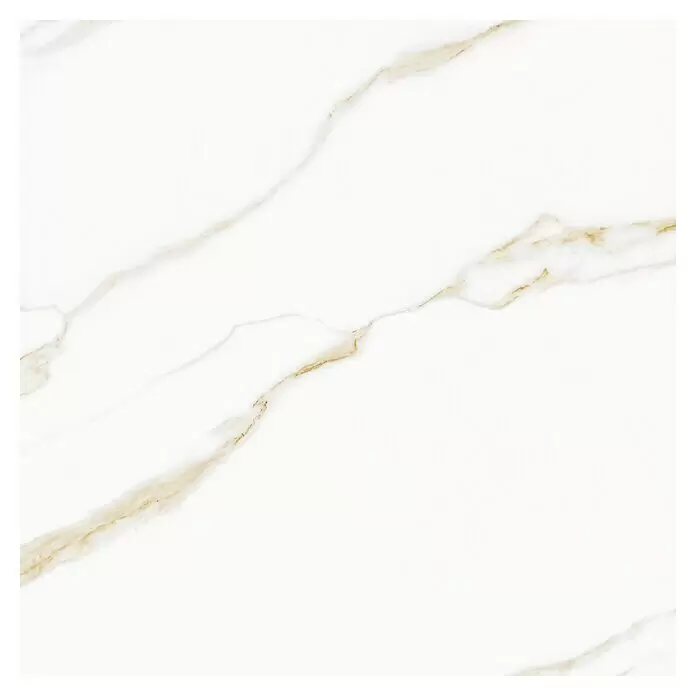 Atlas Concorde Solution Marble Vison Feinsteinzeugfliese Calacatta Caldo - 60 x 60 cm, Weiß, Glänzend - Draufsicht