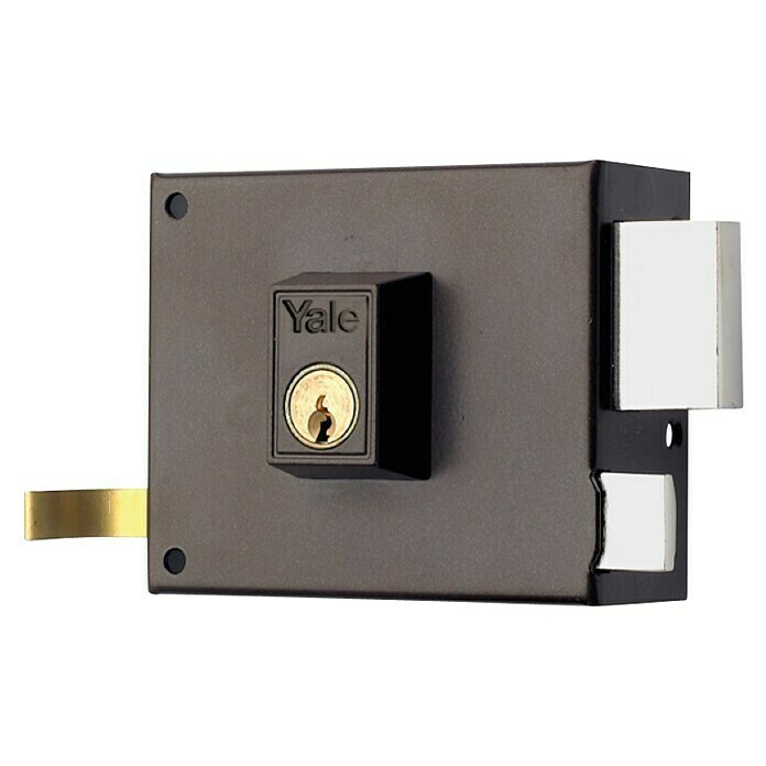 Yale Cerradura con cerrojo 12580 (Cerradura de bombín, DIN-derecha, Puerta  exterior, Plateado)