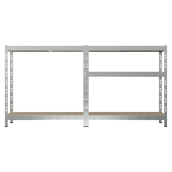 Regalux Metall-SchwerlastregalL x B x H: 40 x 90 x 180 cm, Traglast: 175 kg/Boden, Anzahl Böden: 5 Stk., Stecken, Grau Front View