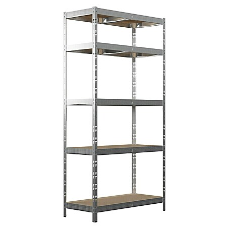 Regalux Metallregal (H x B x T: 180 x 90 x 40 cm, Traglast pro Boden: 175 kg, Anzahl Böden: 5 Stk., Grau, Stecken)