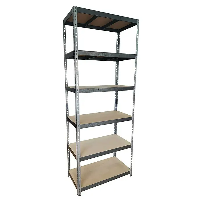 Regalux Estantería para cargas pesadas - Al x An x Pr: 200 x 100 x 45 cm, Capacidad de carga por balda: 250 kg, Número de baldas: 6 ud., Inserción, Negro - Una estantería con cinco baldas, ideal para el almacenamiento en garaje o sótano, robusta y duradera.