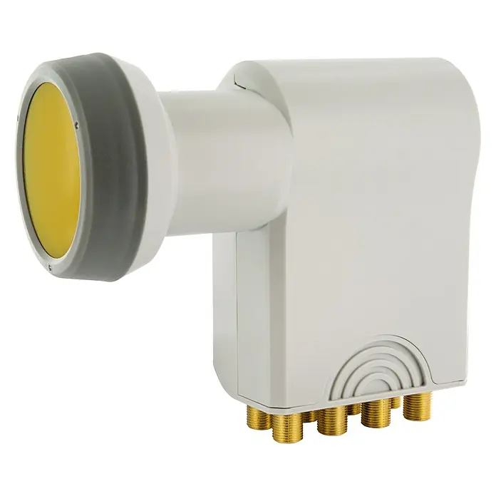 Schwaiger Verteiler Octo LNB - 40 mm, Hellgrau - LNB Satellitenempfangskopf mit gelber Linse und mehreren Anschlüssen für optimalen digitalen Fernsehempfang.