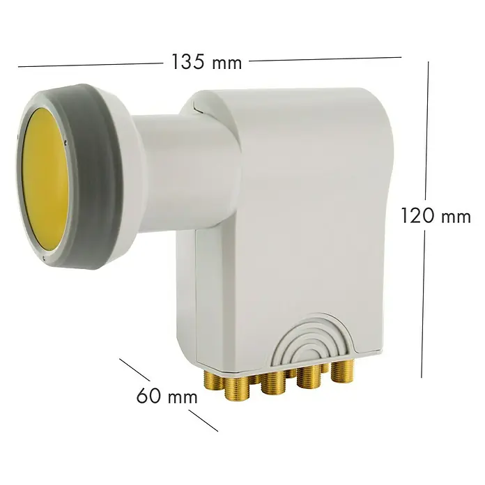 Schwaiger Verteiler Octo LNB - 40 mm, Hellgrau - Satelliten-LNB mit Abmessungen.