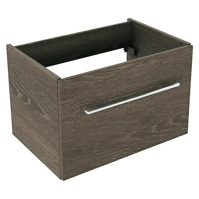 Camargue Stella Waschtischunterschrank - 59,2 x 40,8 x 39 cm, Mit Beleuchtung, Eiche Maron - Produktansicht eines Waschtischunterschranks in Holzoptik mit Griff. Ideal für stilvolle Badezimmer.