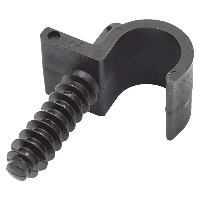 Abrazadera para tubo micro riego - Diámetro: 16 mm, 10 ud. - Abrazadera negra con tornillo para fijar tubos o cables. El material es robusto y duradero.