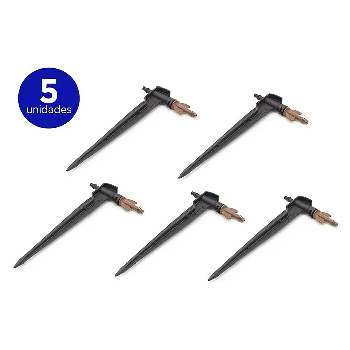 Gotero lineal con estaca - 6 l/h, 5 ud. - Accesorios de riego: Juego de cinco estacas de riego para un riego de jardín dirigido y eficiente. Perfecto para macizos de flores y macetas.