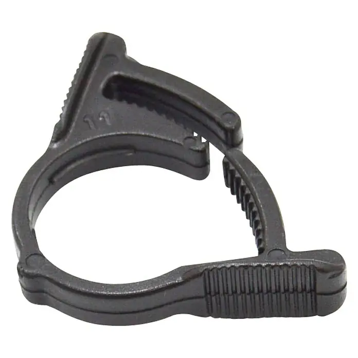 Abrazadera para tubo Seguridad - Diámetro: 16 mm, 10 ud. - Una abrazadera de manguera de plástico negra para sujetar mangueras y tubos. Ideal para usar en diversas aplicaciones.