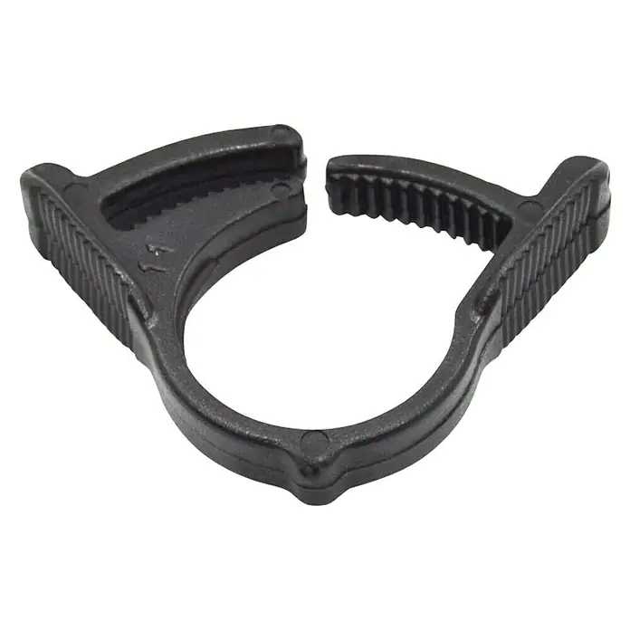 Abrazadera para tubo Seguridad - Diámetro: 16 mm, 10 ud. - Abrazadera de manguera de plástico negro, ideal para asegurar mangueras en diversas aplicaciones.