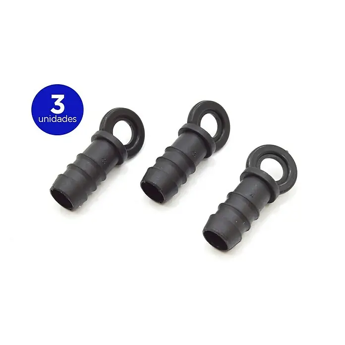 Tapón final Goteo - 12 mm, 3 ud. - Conector de manguera de goteo de 3 piezas con ojal. Apto para conectar mangueras de goteo y para fijar con bridas.