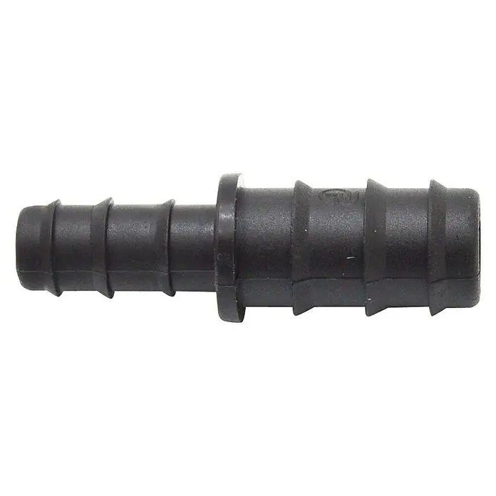Manguito de unión reductor goteo 18 x 16 mm - 18 mm - 16 mm, 3 ud. - Conector de manguera de plástico negro para unir dos mangueras del mismo diámetro con seguridad.