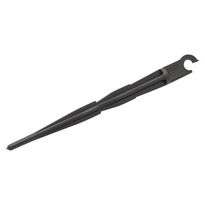 Difusor con rosca abierto - 4 mm, 5 ud. - Primer plano de un eje de dardos negro.