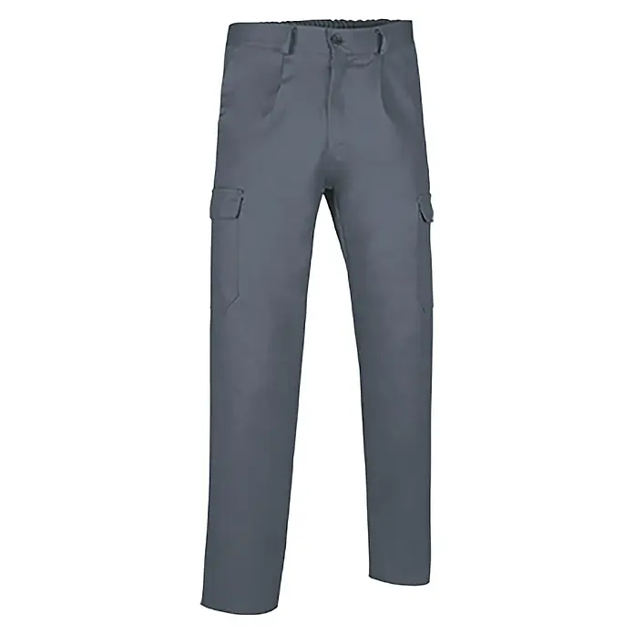 Pantalones de trabajo Coolwork - 4 XL, Gris - Imagen de un pantalón cargo gris con bolsillos laterales y cierre de botón, ideal para looks prácticos y cómodos.