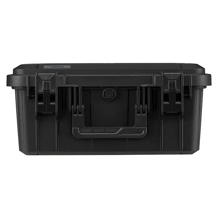 Wasserdichter Koffer EKO60 - L x B x H: 415 x 280 x 190 mm, Mit Würfelschaumstoffeinlage, Grau - Schwarzer Panaro-Koffer mit Tragegriff und Verschlüssen, ideal für den sicheren Transport von Ausrüstung.