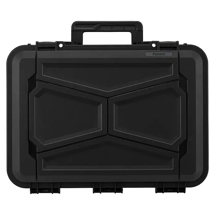 Wasserdichter Koffer EKO60 - L x B x H: 415 x 280 x 125 mm, Mit Würfelschaumstoffeinlage, Grau - Schwarzer Panaro-Koffer mit robustem Design, ideal für den sicheren Transport von empfindlichen Gegenständen.