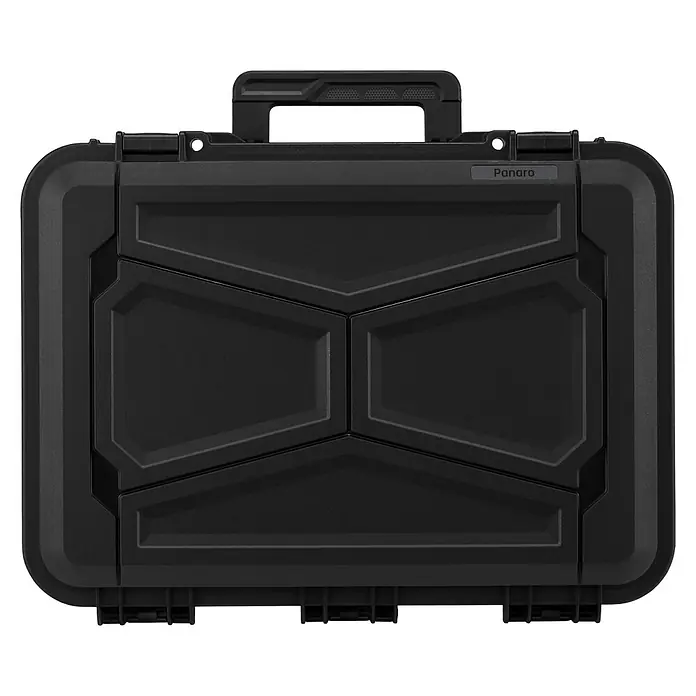 Wasserdichter Koffer EKO60D - L x B x H: 415 x 280 x 190 mm, Ohne Schaumstoffeinlage, Grau - Schwarzer Panaro Hartschalenkoffer, ideal zum sicheren Transport empfindlicher Geräte und Ausrüstung, mit robustem Tragegriff.