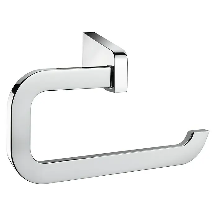 Creabath City Toallero de anilla - Ancho: 22,4 cm, Cromo, Resplandeciente - Imagen de un moderno y brillante portarrollos de papel higiénico cromado. Su diseño elegante complementa cualquier decoración de baño.